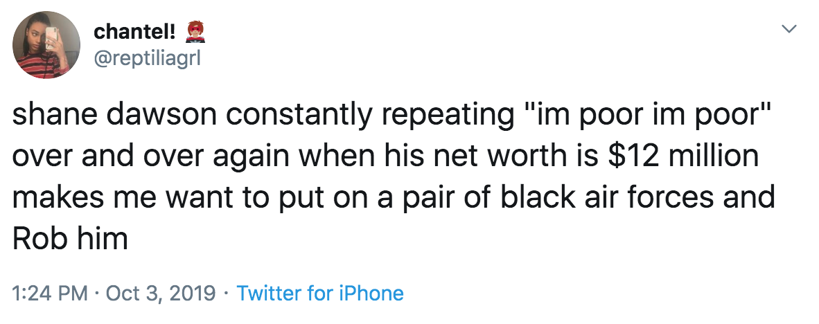 Tweet about putting on a pair of black air forces